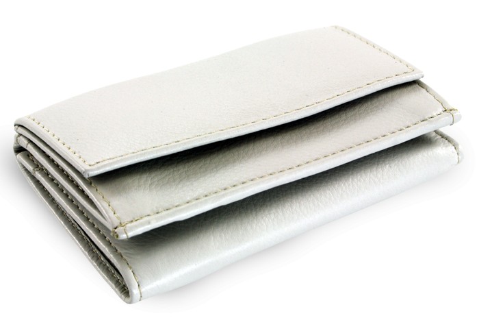 Světle šedá kožená mini peněženka Athena