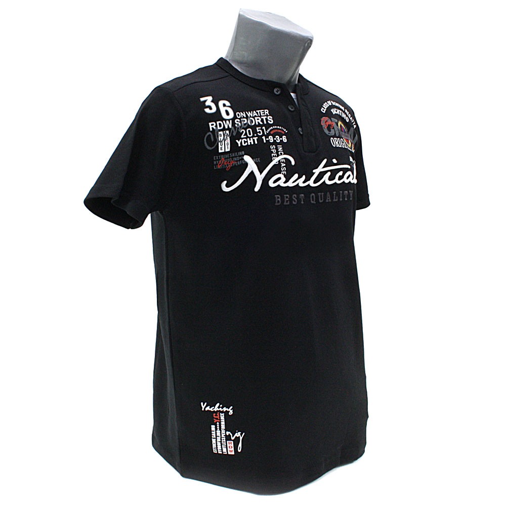 Černé pánské tričko s knoflíčky Kolton, Velikost XL