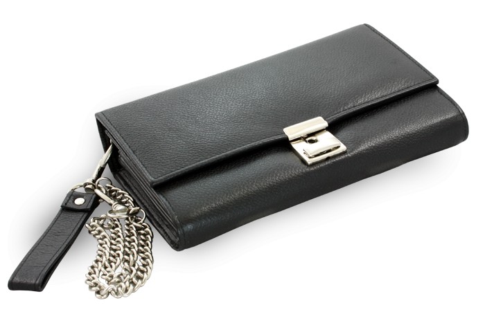 Černá kožená číšnická peněženka Adeline